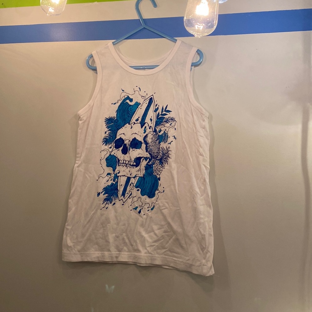 White & Blue Skull Tank top